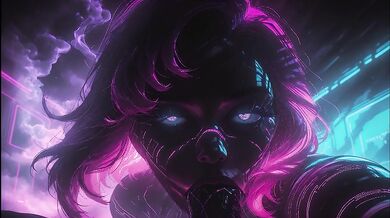 Simulation Love – Neon Cyberpunk Lotus Creampie: Pink Haired Dominatrix Riding Her Partner Hard in Futuristic Temple