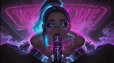 Simulation Love – Neon Cyberpunk Lotus Creampie: Pink Haired Dominatrix Riding Her Partner Hard in Futuristic Temple