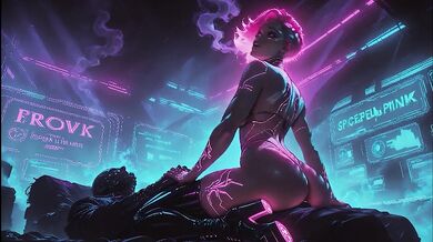 Simulation Love – Neon Cyberpunk Lotus Creampie: Pink Haired Dominatrix Riding Her Partner Hard in Futuristic Temple