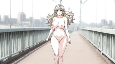 天橋上裸體的女子