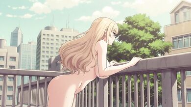 天橋上裸體的女子