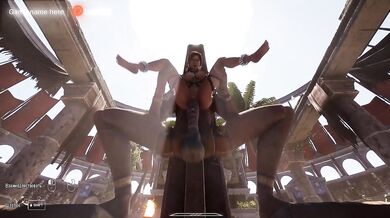The ancient statue awakened and began rhythmically fucking Lara Croft in her tight ass. BDSM outfit. 3D Hentai Animation. part 2