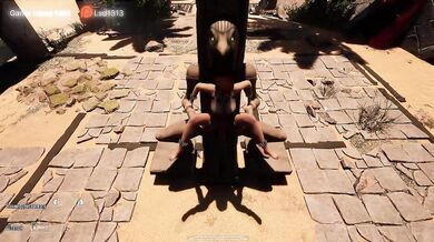 The ancient statue awakened and began rhythmically fucking Lara Croft in her tight ass. BDSM outfit. 3D Hentai Animation. part 2