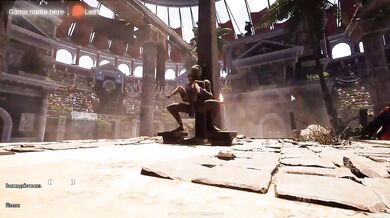 The ancient statue awakened and began rhythmically fucking Lara Croft in her tight ass. BDSM outfit. 3D Hentai Animation. part 2