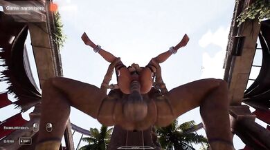 The ancient statue awakened and began rhythmically fucking Lara Croft in her tight ass. BDSM outfit. 3D Hentai Animation. part 2