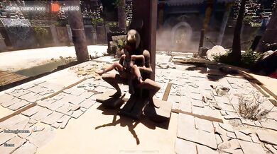 The ancient statue awakened and began rhythmically fucking Lara Croft in her tight ass. BDSM outfit. 3D Hentai Animation. part 2