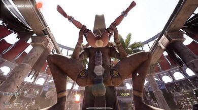 The ancient statue awakened and began rhythmically fucking Lara Croft in her tight ass. BDSM outfit. 3D Hentai Animation