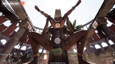 The ancient statue awakened and began rhythmically fucking Lara Croft in her tight ass. BDSM outfit. 3D Hentai Animation