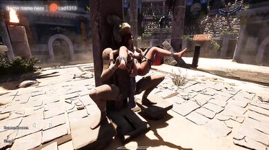 The ancient statue awakened and began rhythmically fucking Lara Croft in her tight ass. BDSM outfit. 3D Hentai Animation