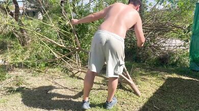 I get turned on watching the gardener work, I'm going to grab his penis but my husband arrives in his truck and catches us!