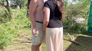 I get turned on watching the gardener work, I'm going to grab his penis but my husband arrives in his truck and catches us!