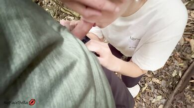 Took My Big Ass Step Sister Hiking, She gave me a Blowjob Outdoors then let me Creampie her! - Amateur NoFaceBella