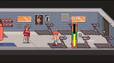 Gym Buddies [ HENTAI Game ] msucular girl love to suck my cock after training !
