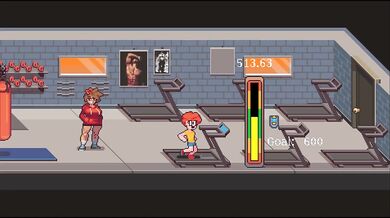 Gym Buddies [ HENTAI Game ] msucular girl love to suck my cock after training !