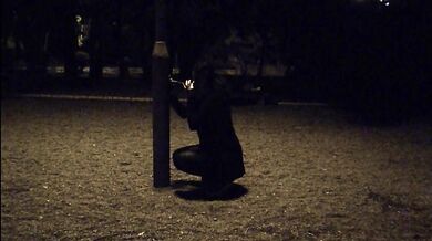 Sucking my dildo in the park, waiting for someone to catch me