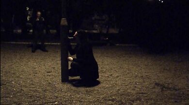 Sucking my dildo in the park, waiting for someone to catch me