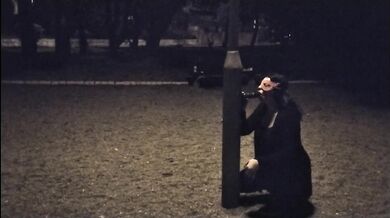 Sucking my dildo in the park, waiting for someone to catch me