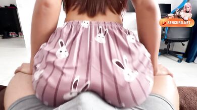Humping and make my stepbrother cum on him,with my big ass in cute pajamas