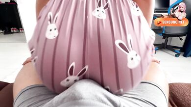 Humping and make my stepbrother cum on him,with my big ass in cute pajamas