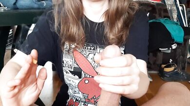 Playing with my dick while smoking