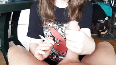 Playing with my dick while smoking