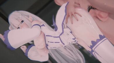 [RE:ZERO] Emilia's "ROYAL SCANDAL": Bound Half-Elf & POV Sandwich DP (4K)