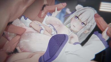 [RE:ZERO] Emilia's "ROYAL SCANDAL": Bound Half-Elf & POV Sandwich DP (4K)