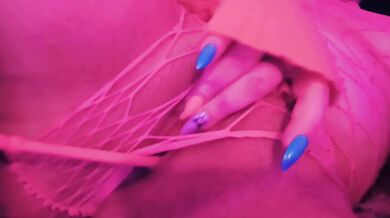 Stranger Remote Controls Her Vibrator Toy While She Masturbates in Pink Fishnet Bodysuit