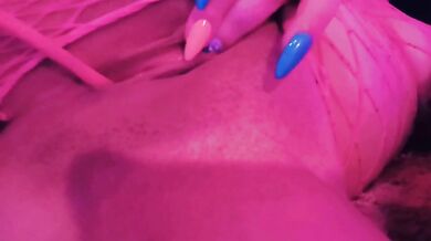 Stranger Remote Controls Her Vibrator Toy While She Masturbates in Pink Fishnet Bodysuit