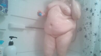 bbw solo body worship in the shower (i want your cock dripping on my tits)