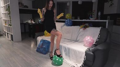 Step-elder sister cleans up mess after brother's party.