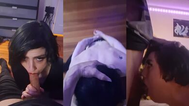 Using goth spinner Mercy's mouth as my personal cock socket
