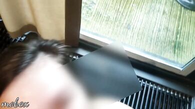 I ask him to CUM on my face in front of the window; we risk getting caught by the neighbors.