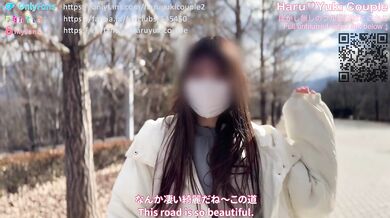 【日本人本物カップル】公園デートの後は車中で露出プレイと温泉でM字開脚中出し 色白美乳美少女 素人カップル リアルハメ