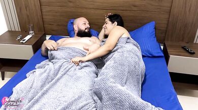 Mi boyfriend wakes up by movements in bed and decides to fuck me better than his friend (Part 2)