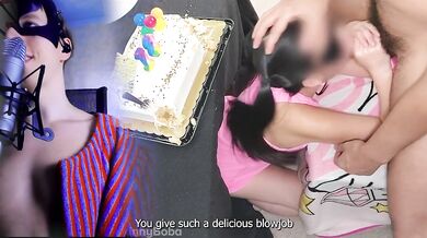 As a gift for her 18th birthday, her holes were fucked hard while her lover waited at home[eng sub dirty talk