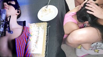 As a gift for her 18th birthday, her holes were fucked hard while her lover waited at home[eng sub dirty talk
