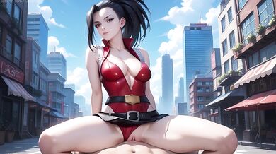 Yaoyorozu Momo seduces a guy with a standing split