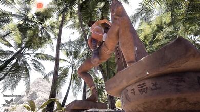 Lara Croft's secret fetish turned into pregnancy from this mysterious statue. part 2