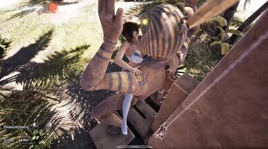 Lara Croft's secret fetish turned into pregnancy from this mysterious statue. part 2