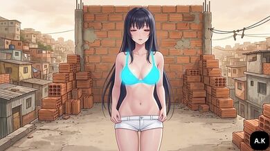 Anime Girl Has Passionate Sex with Loud Moaning and Begging on Concrete Rooftop in the Favela Hentai Sensual Favela porno sex pussy pink