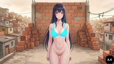 Anime Girl Has Passionate Sex with Loud Moaning and Begging on Concrete Rooftop in the Favela Hentai Sensual Favela porno sex pussy pink