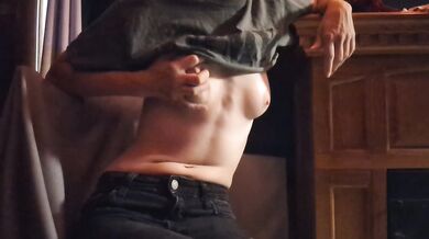 Breast Massage In Army Crop N Jeans