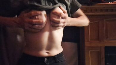 Breast Massage In Army Crop N Jeans