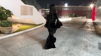 Morticia Addams fucks a masked little devil leaving the party, he was her stepson!
