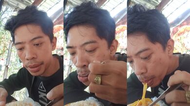 After walking I Eat my Mami