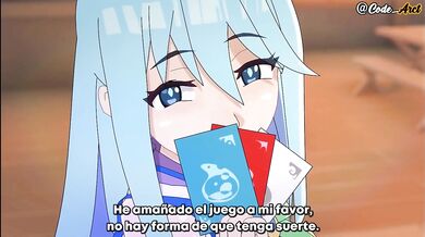 Aqua reta a kazuma y recibe una follada