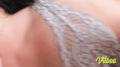 Skinny girl lying on the bed receiving a big cock - tight vagina