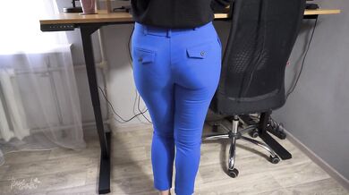 Office Secretary Teases Panty Line Till Takes Off Pants