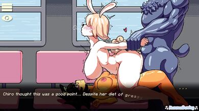 Furry Threesome In a Public Train - Gamer Struggles Porn Game